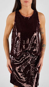 Canotta paillettes vino T.