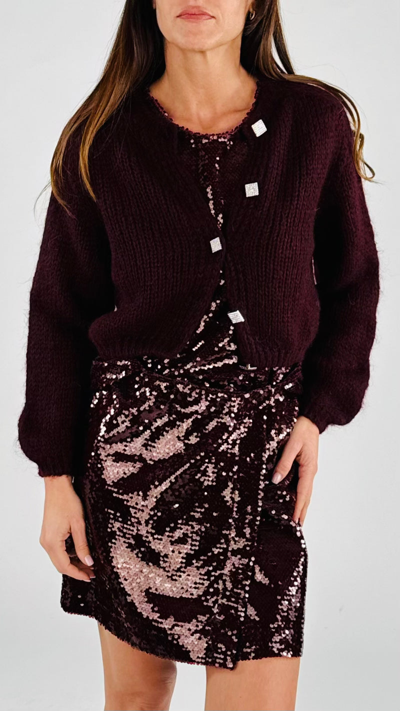 Mini cardigan bottoni strass Vic.