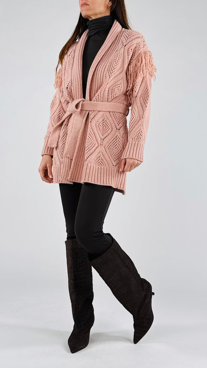 Cardigan traforo+frange You