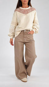 Jeans color stone palazzo T.