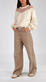 Jeans color stone palazzo T.