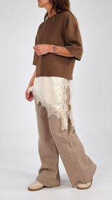 Felpa m/m raso pizzo asimmetrico H.
