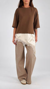 Felpa m/m raso pizzo asimmetrico H.
