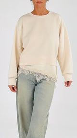 Felpa m/l fondo raso pizzo H.