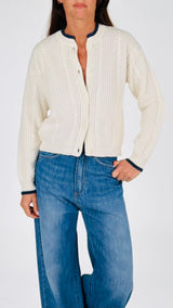 Cardigan trecce bordino T.