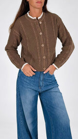 Cardigan trecce bordino T.