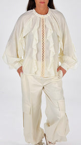 Camicia rouches operata micropaillettes You