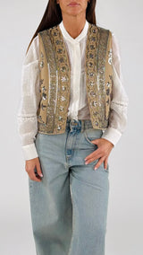 Gilet ricami paillettes+perline T.