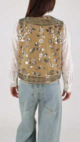 Gilet ricami paillettes+perline T.
