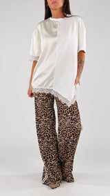 T-shirt cotone raso pizzo H.