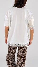 T-shirt cotone raso pizzo H.