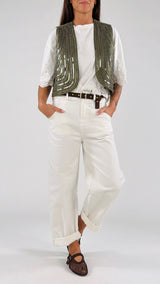 Gilet stondato ricami T.