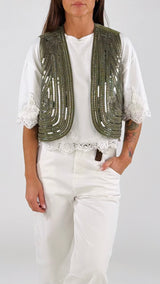 Gilet stondato ricami T.