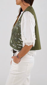 Gilet stondato ricami T.