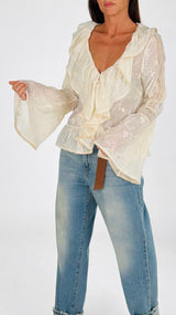 Camicia jabot voile ricamato You
