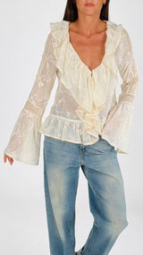Camicia jabot voile ricamato You