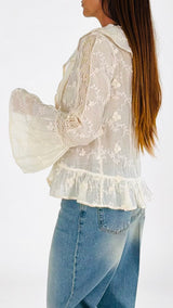Camicia jabot voile ricamato You