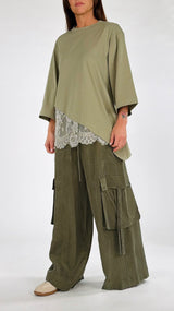 T-shirt over asimmetrica pizzo H.