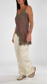 Top lingerie pizzo asimmetrico T.