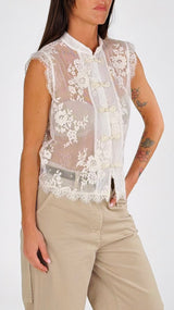 Camicia pizzo alamari T.