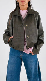 Bomber ecopelle intrecciato H.