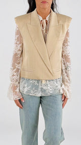 Gilet crop gessato Vic.