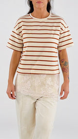 Felpa rigata+pizzo H.