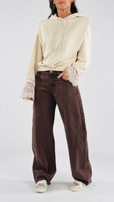 Felpa soft cappuccio calla pizzo H.