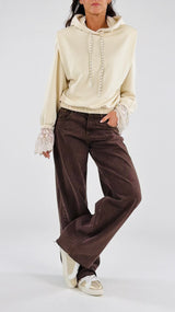 Felpa soft cappuccio calla pizzo H.