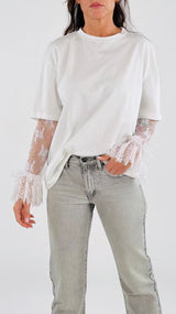 T-shirt manica pizzo calla H.
