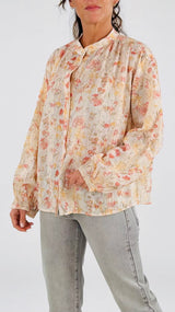 Camicia fiori ricami arancione