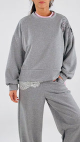 Felpa over ricamo spalla Twin