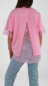 T-shirt over schiena pizzo