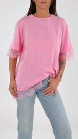 T-shirt over schiena pizzo