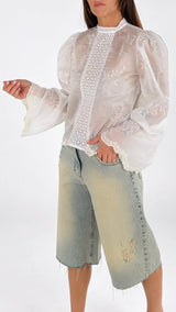 Camicia organza plastrong pizzo H.