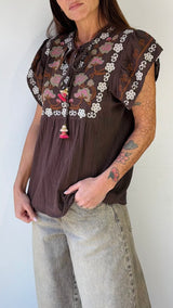 Camicina tela m/m pettorina ricami