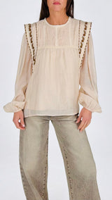 Camicia organza aletta ricami H.