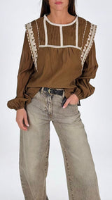 Camicia organza aletta ricami H.