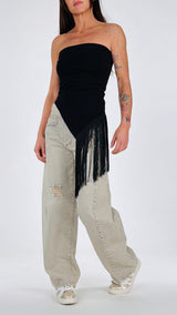 Top fascia lycra frange H.