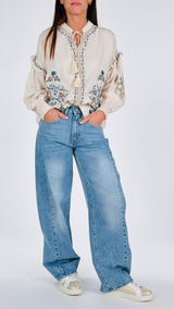 Camicia serafino ricami+nappe H.