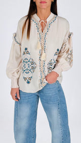Camicia serafino ricami+nappe H.