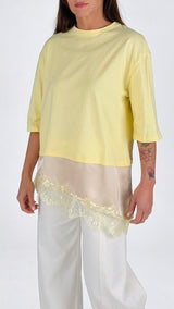 T-shirt over 3/4 fondo pizzo T.