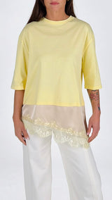 T-shirt over 3/4 fondo pizzo T.