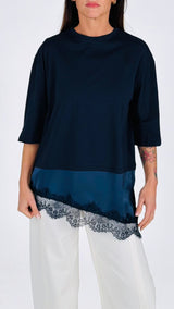 T-shirt over 3/4 fondo pizzo T.