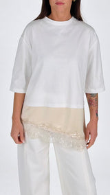 T-shirt over 3/4 fondo pizzo T.