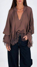 Camicia georgette pittore pizzo T.