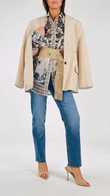 Camicia over fantasia bottoni legno