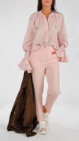 Camicia mussola ricami paillettes T.