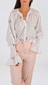 Camicia mussola ricami paillettes T.