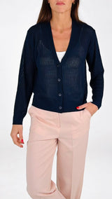 Cardigan viscosa costina traforo H.